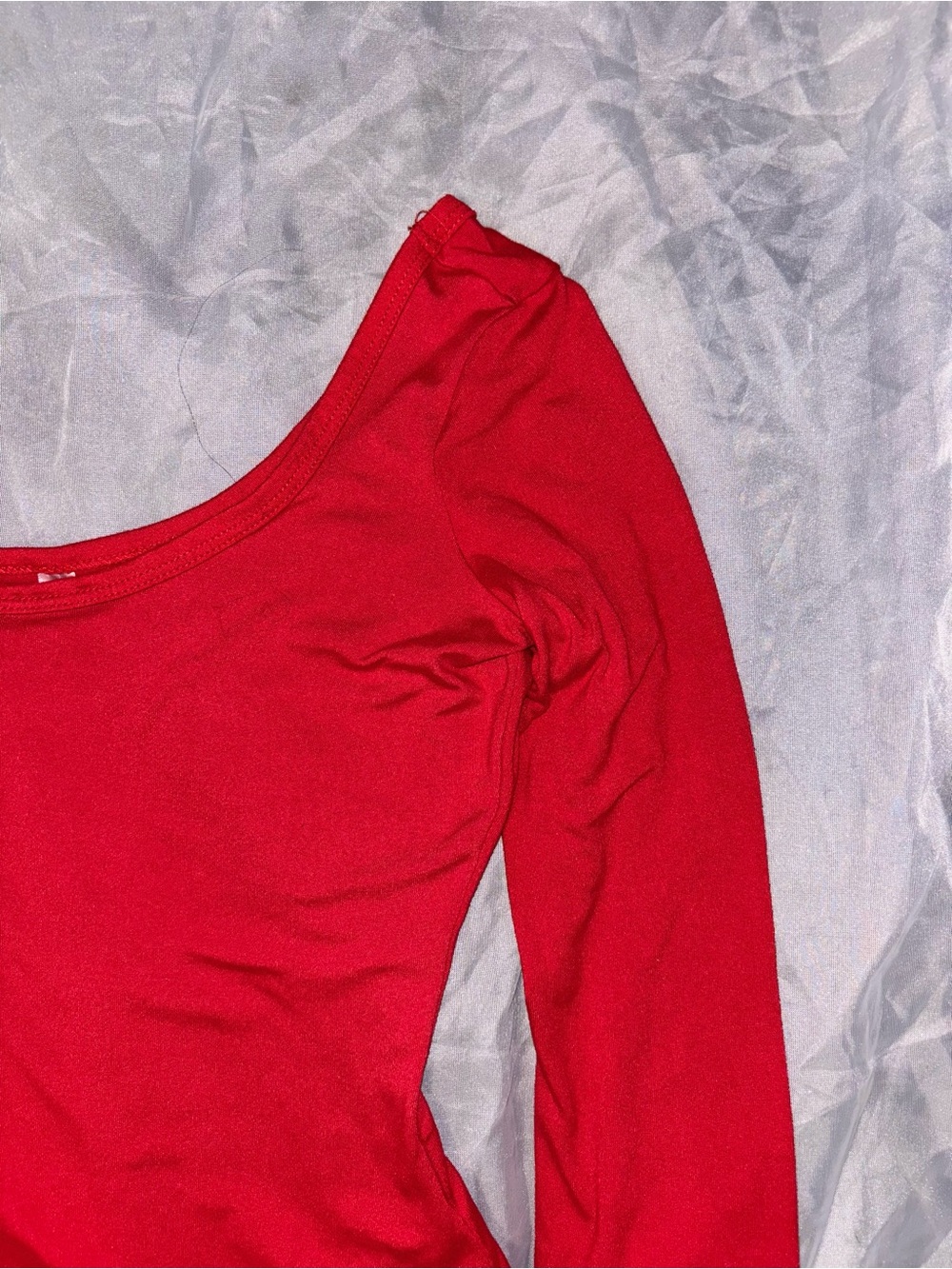 Red Long-Sleeve Scoop Neck Women's bodysuit